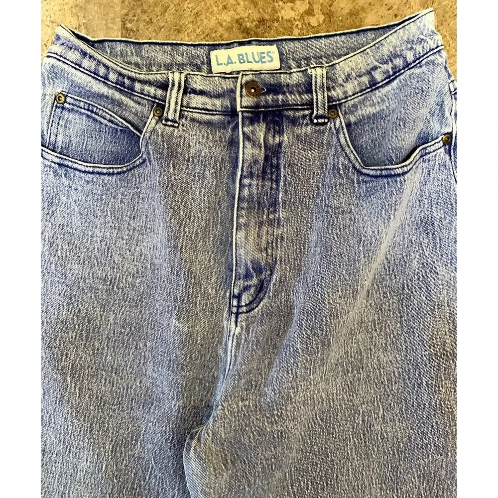 Vintage 90s LA Blues High Waisted‎ Stone Wash Mom Jeans Womens Sz 16 Tapered 266